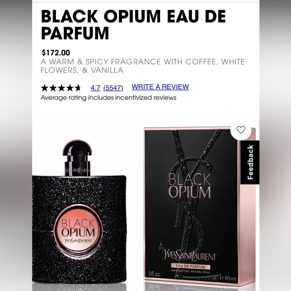 Yves Saint Laurent Black Opium Perfume with Pink and Black Design